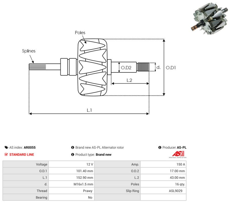 rootor, generaator, AS-PL AR0055
