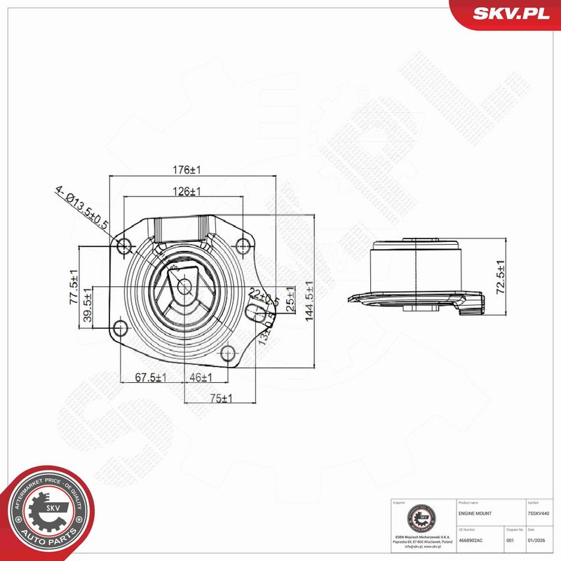 ESEN SKV 75SKV440 Mounting, engine