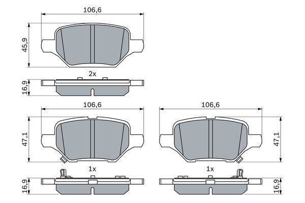 Комплект гальмівних накладок, дискове гальмо, Bosch 0986424895