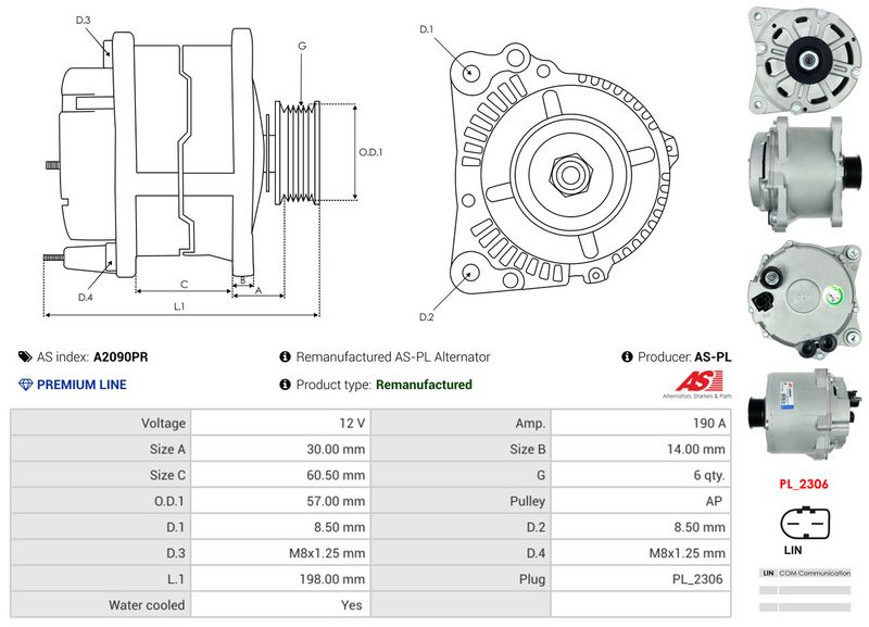 AS-PL A2090PR Alternator