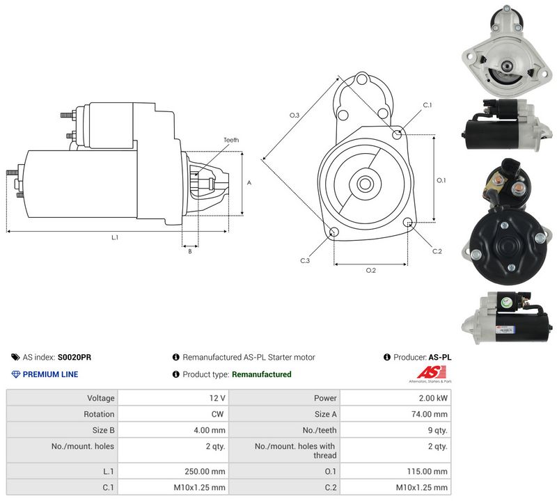 Starter, AS-PL S0020PR