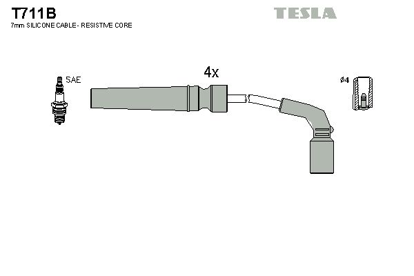 TESLA gyújtókábelkészlet T711B