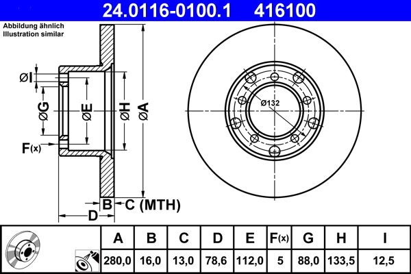 Гальмівний диск, Ate 24.0116-0100.1