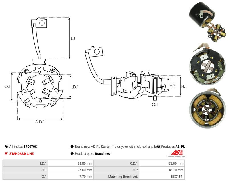 AS-PL SF0070S Field Winding, starter