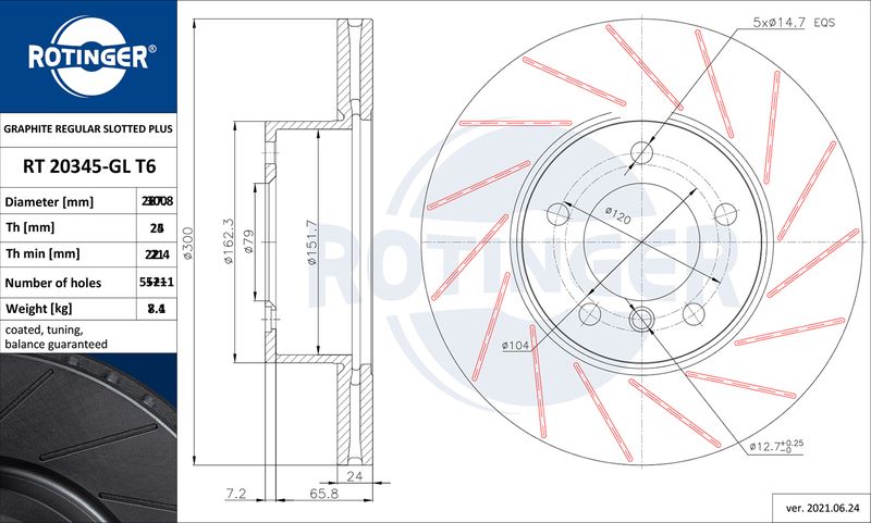 Гальмівний диск ROTINGER RT20345GLT6