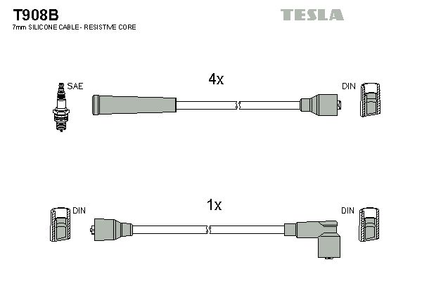 Комплект проводів високої напруги, Tesla T908B