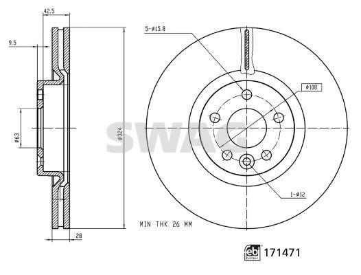 SWAG 33 10 6955 Brake Disc