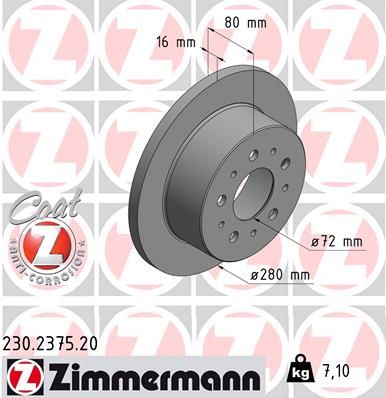 Гальмівний диск, Zimmermann 230.2375.20