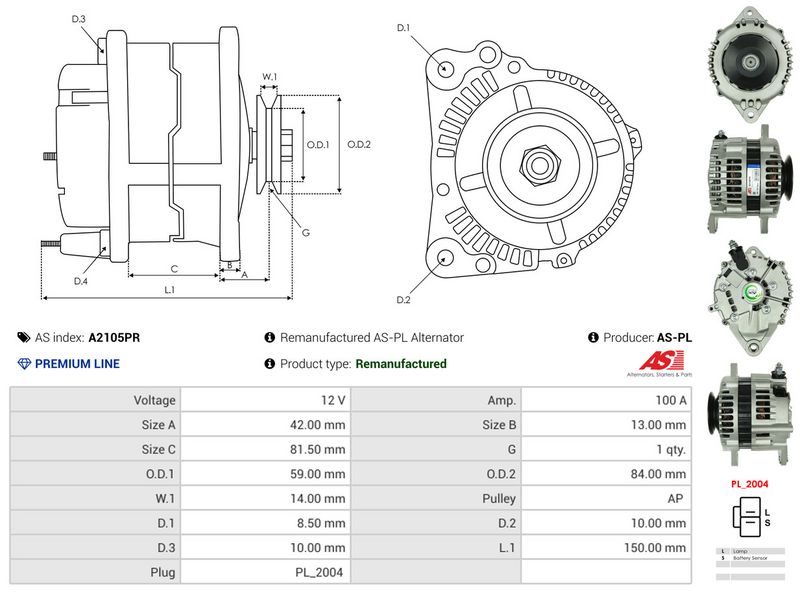 AS-PL A2105PR Alternator