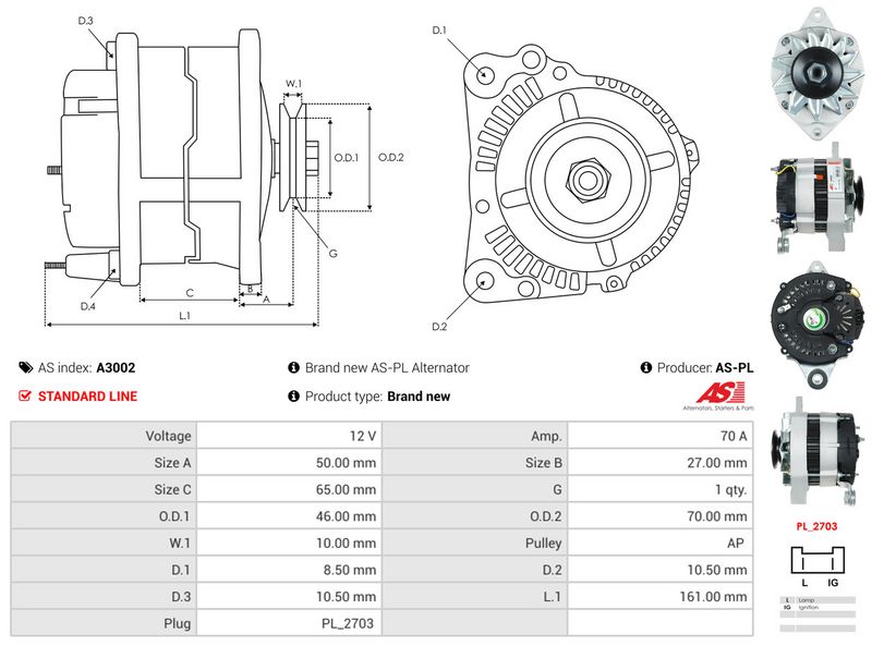 AS-PL A3002 Alternator