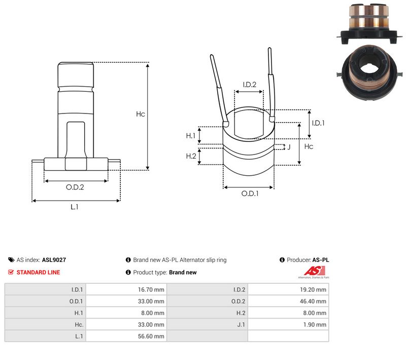 Rõngas, generaator, AS-PL ASL9027