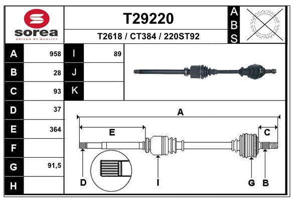 EAI hajtótengely T29220