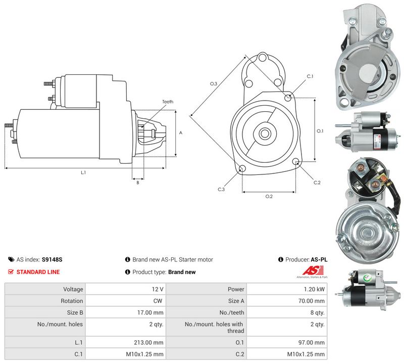 Starter, AS-PL S9148S