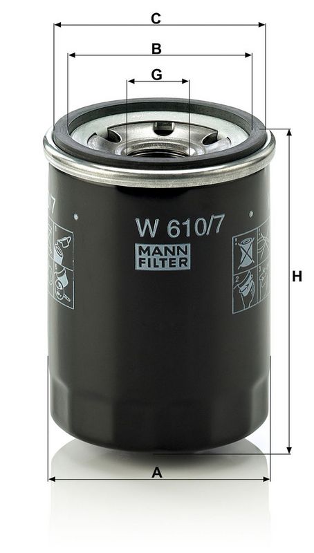Õlifilter, MANN-FILTER W 610, 7