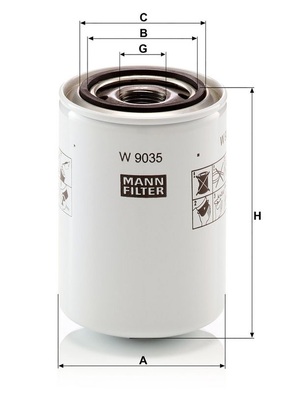 Oliefilter (geschroefd) past: CASE IH 440, 105 F, 105 N, 105 V  NEW HOLLAND T4040F, T4050F, T4050N, T4050V, T4060V, TK 4050, TK 4050 M, TK 4060