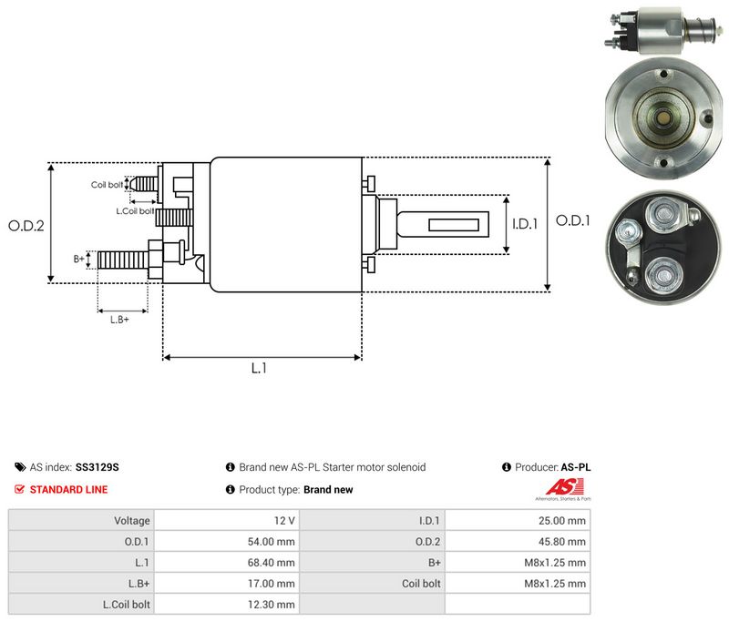 Magnetlülitus, starter, AS-PL SS3129S