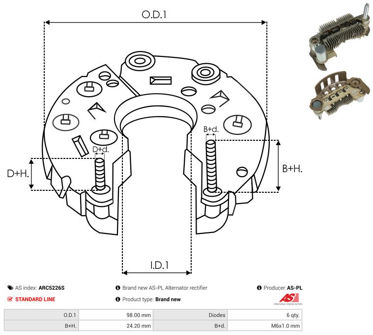 AS-PL ARC5226S Rectifier, alternator