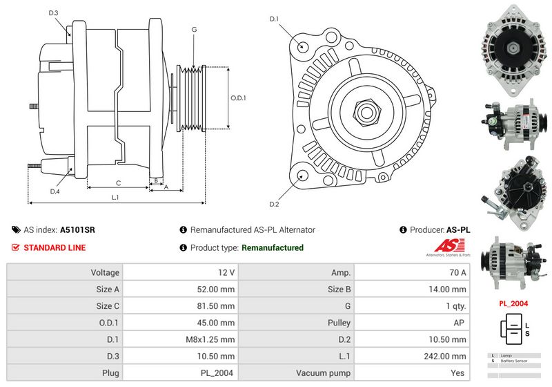 AS-PL A5101SR Alternator