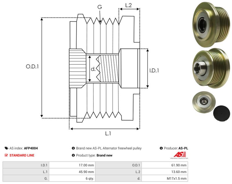 AS-PL AFP4004 Alternator Freewheel Clutch