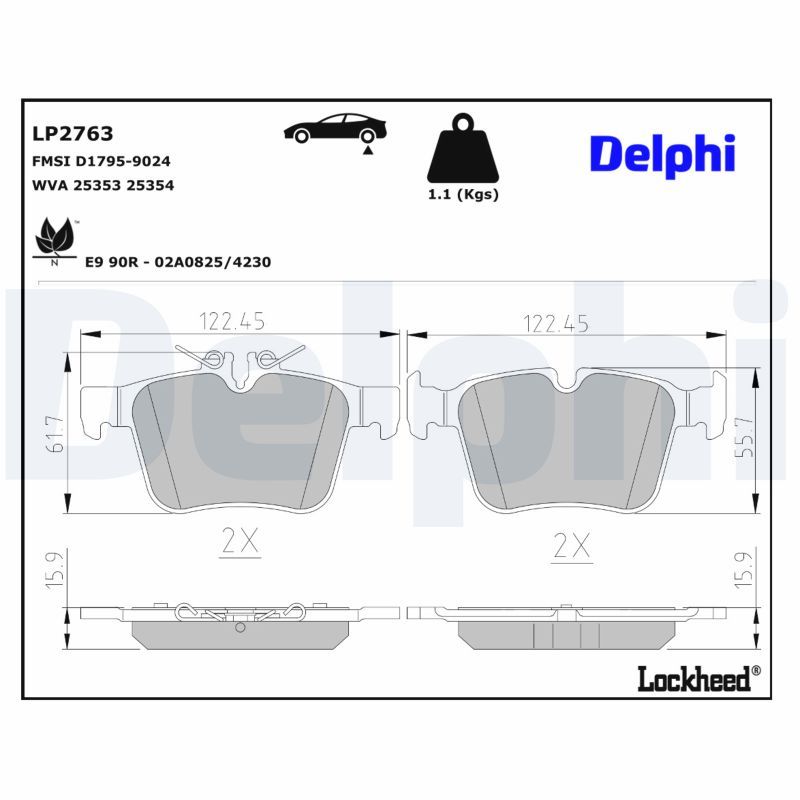 Piduriklotsi komplekt, ketaspidur, DELPHI LP2763