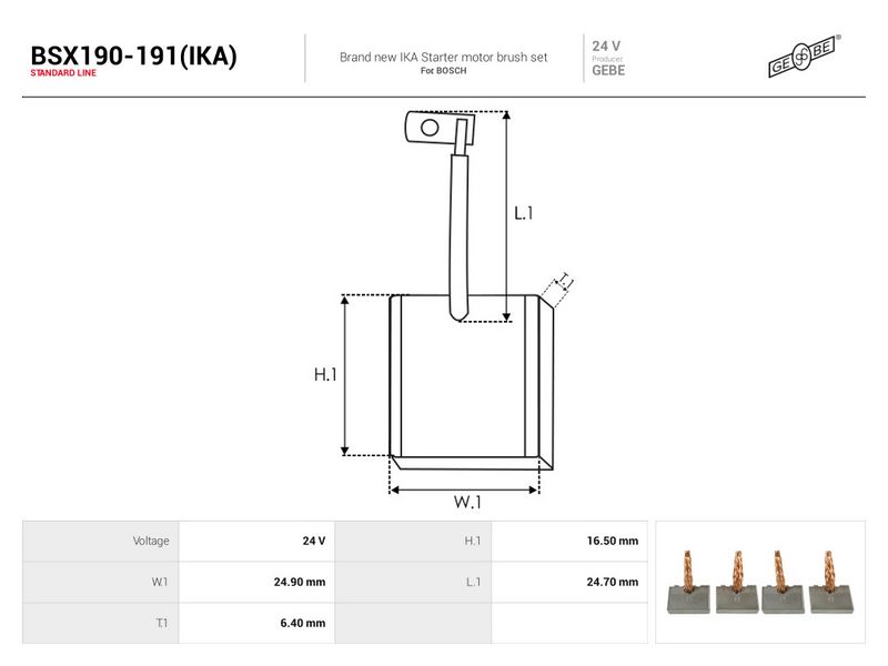 Süsinikuhari, starter, AS-PL BSX190-191(IKA)