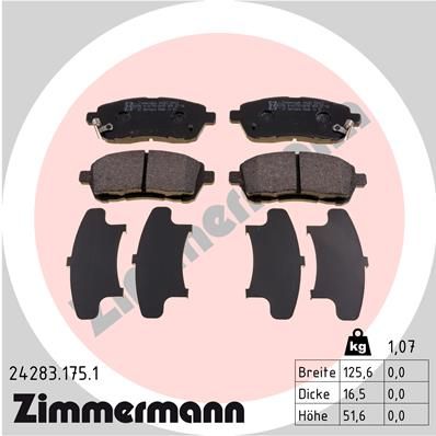 Комплект гальмівних накладок, дискове гальмо, Zimmermann 24283.175.1