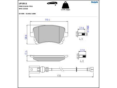 DELPHI LP1911 Brake Pad Set, disc brake