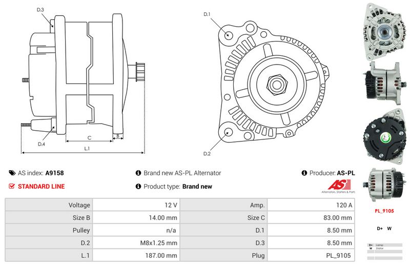 AS-PL A9158 Alternator