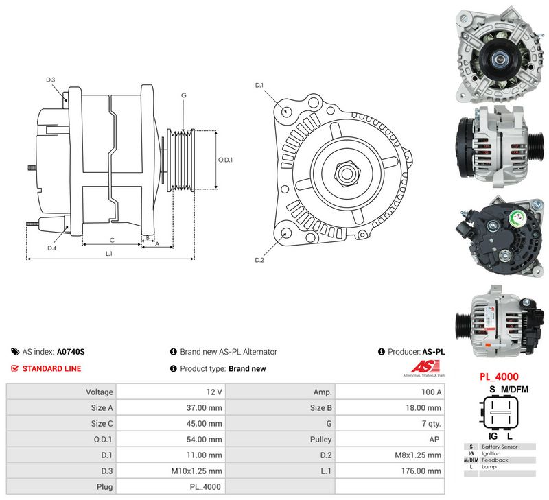 Generaator, AS-PL A0740S