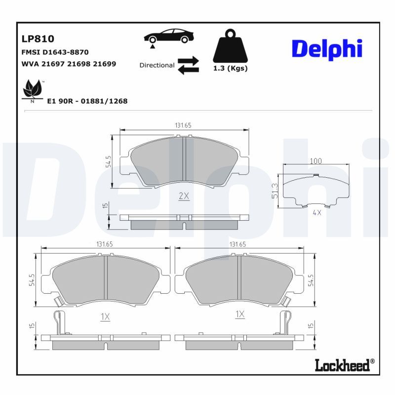 Piduriklotsi komplekt, ketaspidur, DELPHI LP810