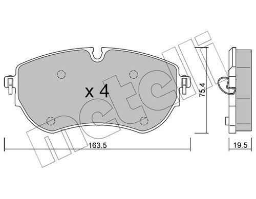 Комплект гальмівних накладок, дискове гальмо, Metelli 22-1172-0