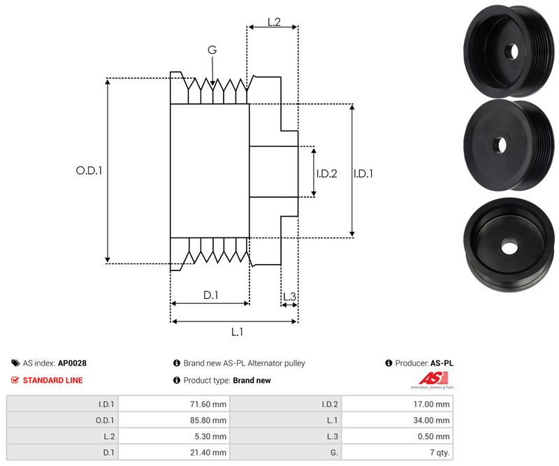 Rihmaratas, generaator, AS-PL AP0028