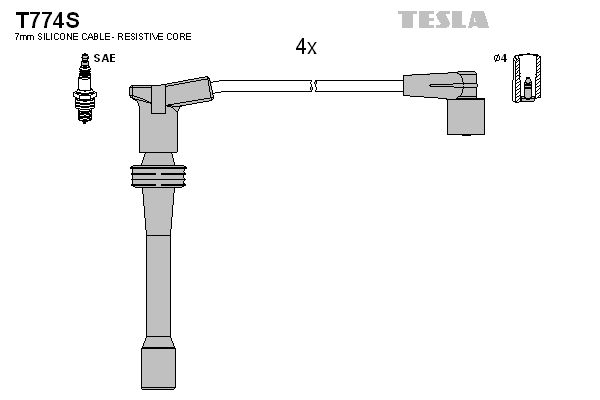 Комплект проводів високої напруги, TESLA Lada 2112 1.5i 16V), Tesla T774S