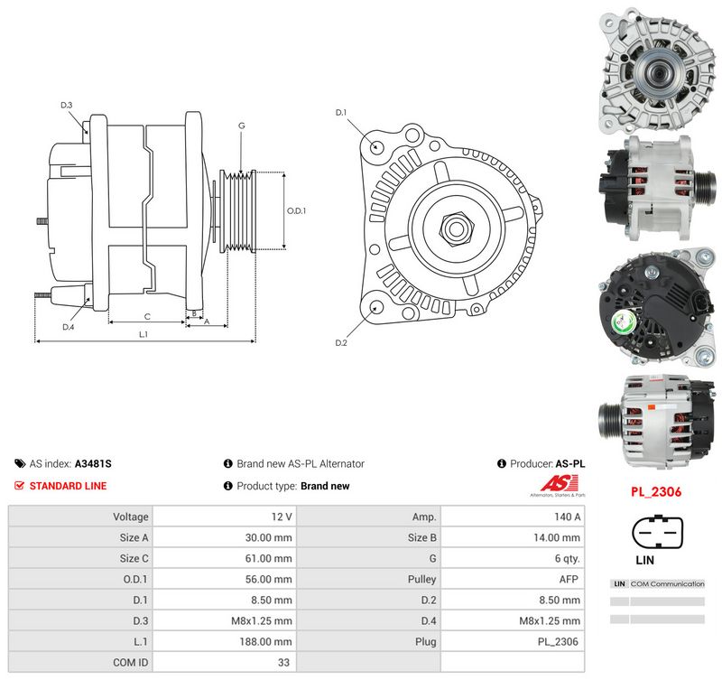 Generaator, AS-PL A3481S