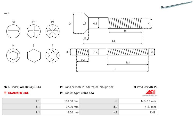 AS-PL ARS0064(BULK) Repair Set, alternator