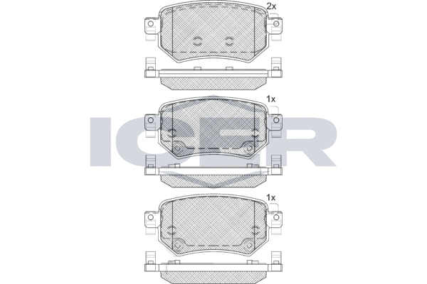 Комплект гальмівних накладок, дискове гальмо, Icer 182263