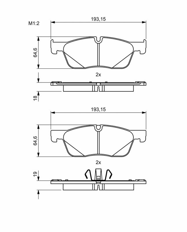 Piduriklotsi komplekt, ketaspidur, BOSCH 0 986 494 831