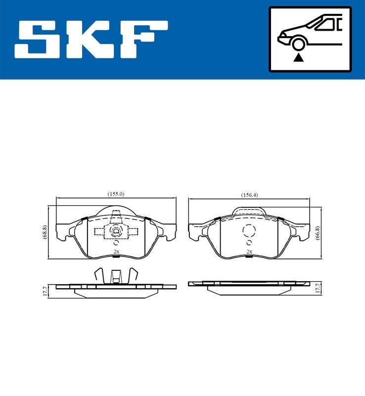 Комплект гальмівних накладок, дискове гальмо, Skf VKBP80127