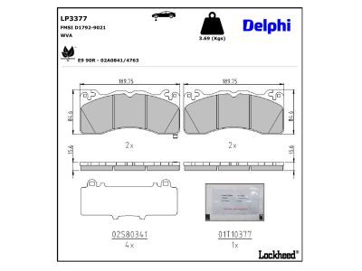 DELPHI LP3377 Brake Pad Set, disc brake