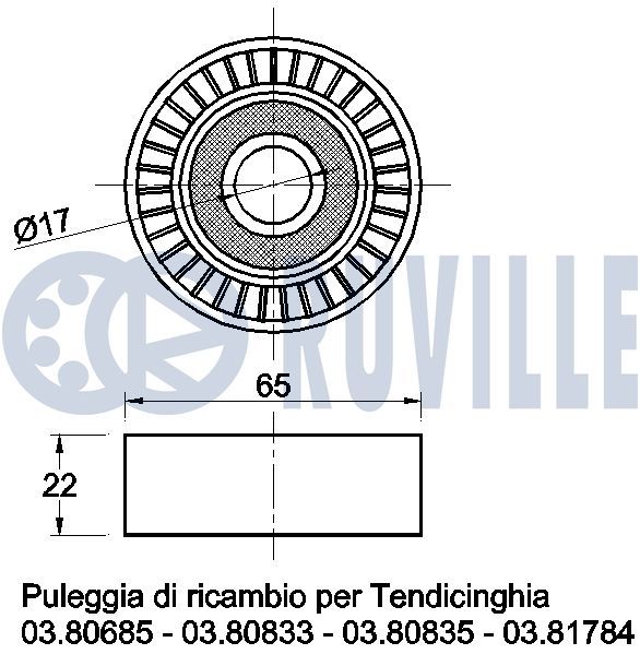 Відвідний/напрямний ролик, поліклиновий ремінь, Ruville 540870