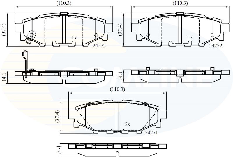 Комплект гальмівних накладок, дискове гальмо, Comline CBP36052