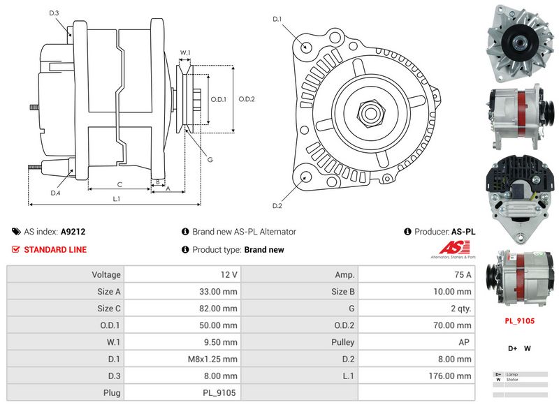 AS-PL A9212 Alternator