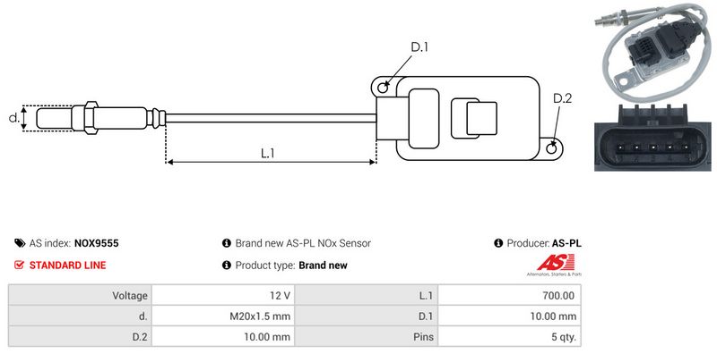 AS-PL NOX9555 NOx Sensor, urea injection