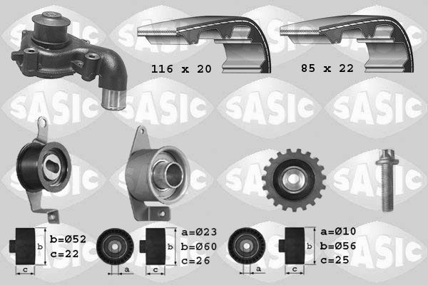 SASIC Vízpumpa + fogasszíj készlet 3906013
