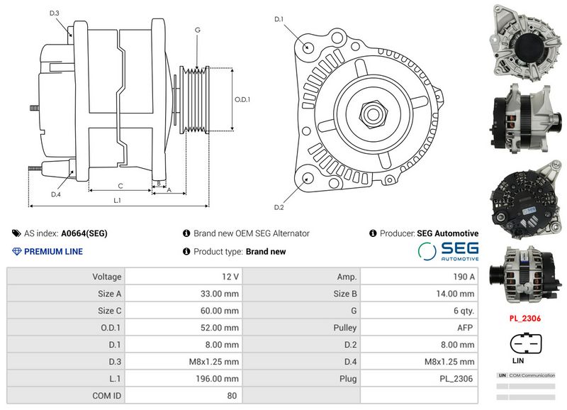 AS-PL A0664(SEG) Alternator