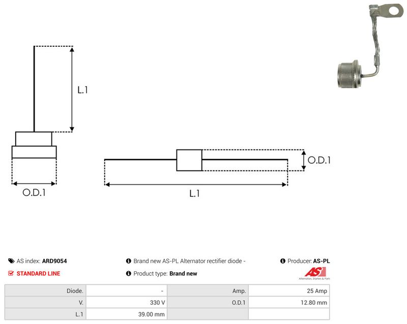 AS-PL ARD9054 Rectifier, alternator