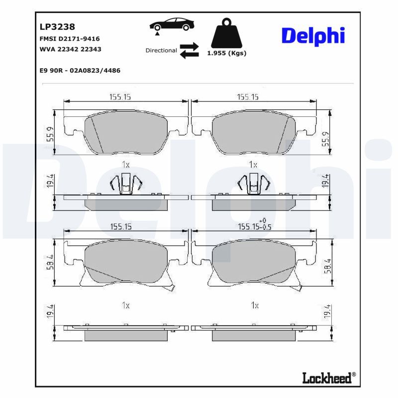 Piduriklotsi komplekt, ketaspidur, DELPHI LP3238
