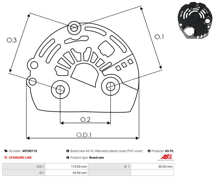 AS-PL APC9011S Protective Cap, alternator