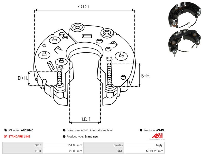 AS-PL ARC9040 Rectifier, alternator