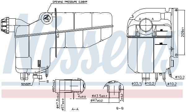 NISSENS 996020 Expansion Tank, coolant